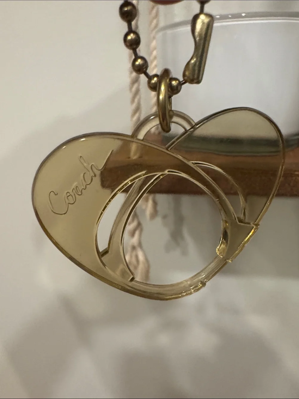 Coach Gold Heart Charm Lantern Accent